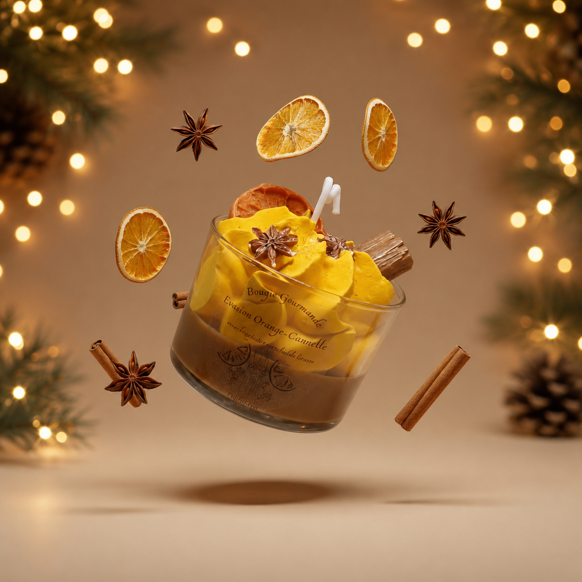 Bougies de Noël artisanales