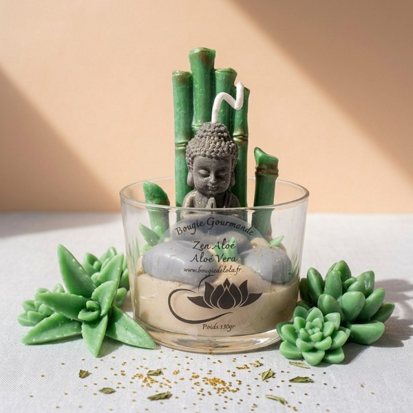 Bougie artisanale parfumée Bouddha Aloe Vera